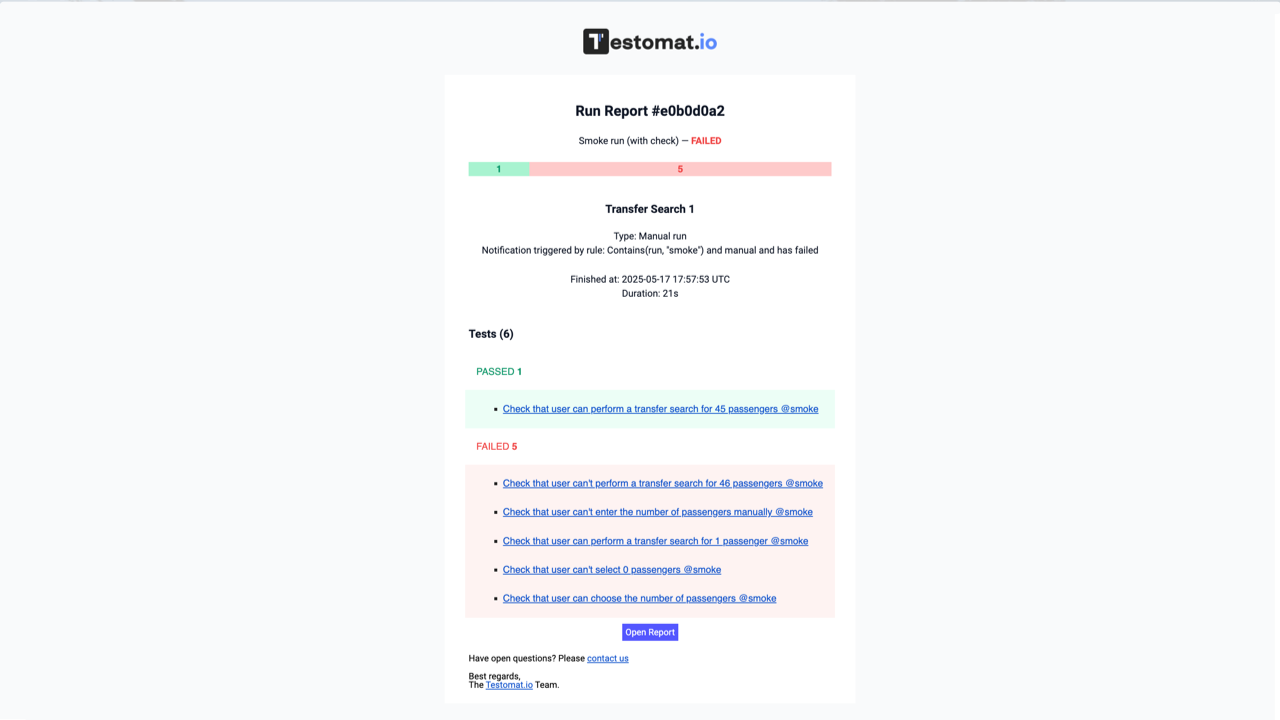 Testomat.io - Notification Email